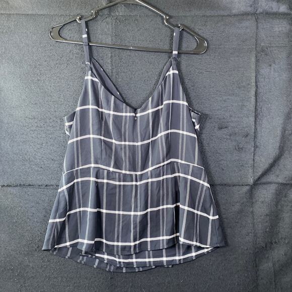 CAbi Womens Blouse Black White Striped V Neck Sleeveless Peplum 8 - Picture 8 of 10
